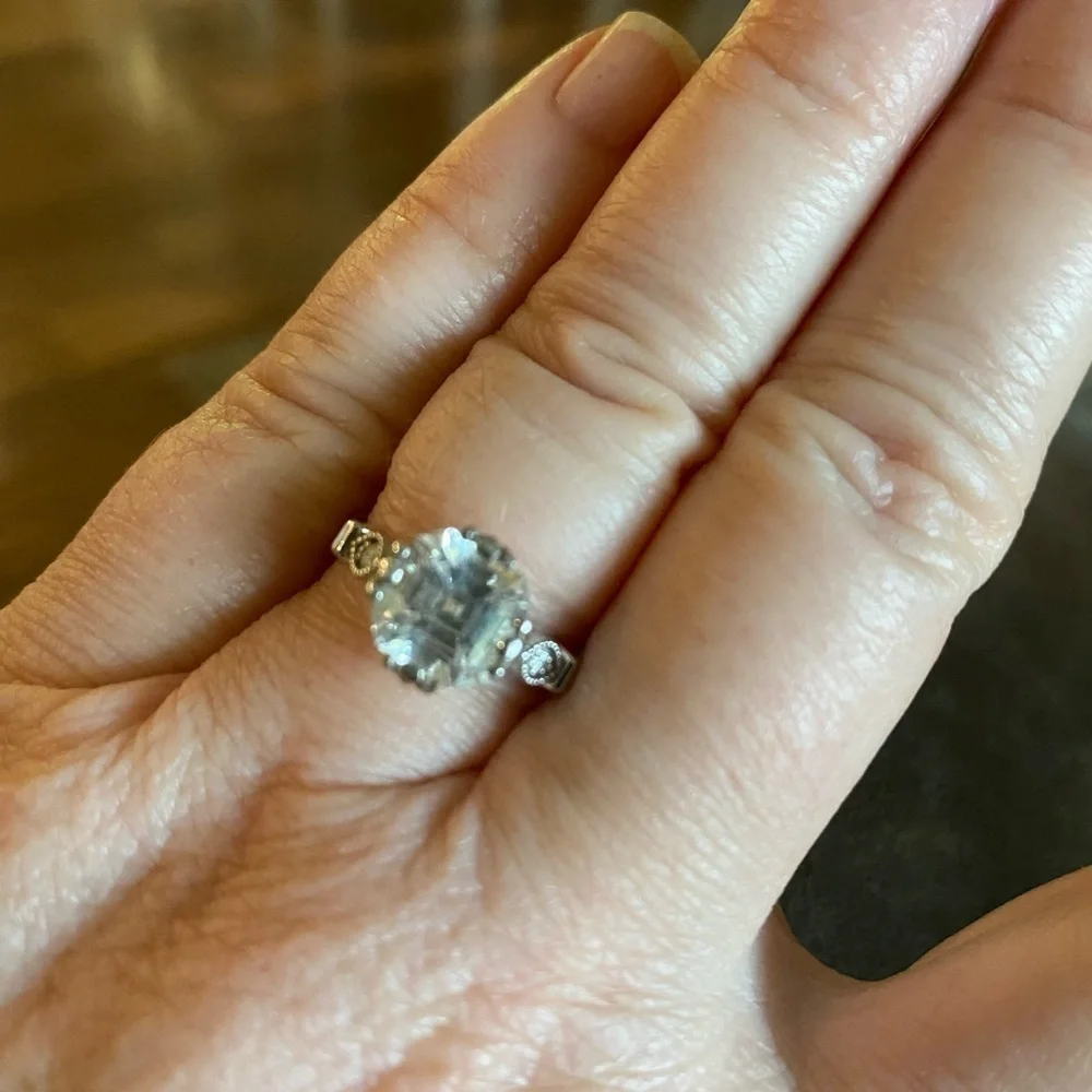 White gold white sapphire ring